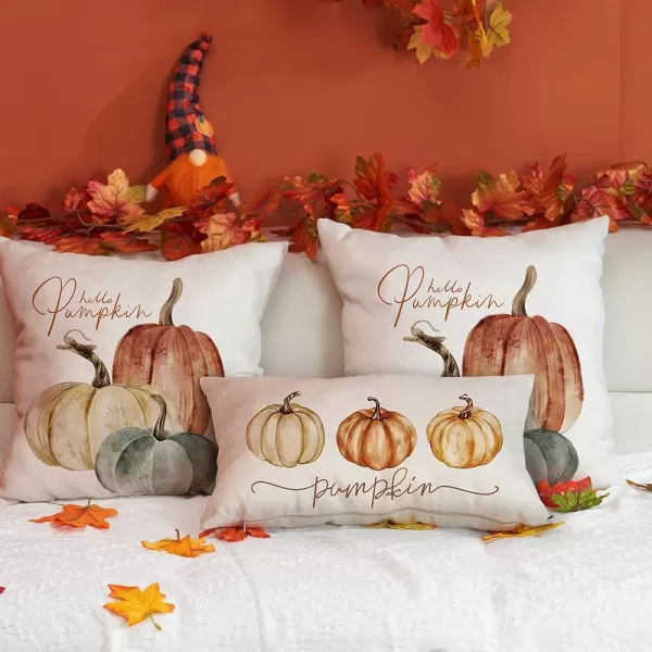 DFXSZ Fall Pillow Covers 12x20 Inch Fall Autumn Thanksgiving Orange Pumpkins Lumbar Pillow Covers Polyester Fall Decoration for Home Couch YZT71A12Three Color Pumpkins