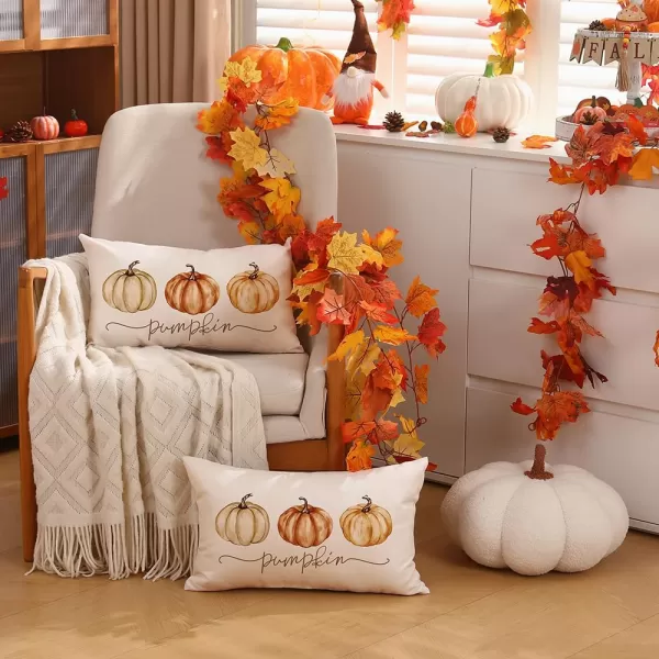 DFXSZ Fall Pillow Covers 12x20 Inch Fall Autumn Thanksgiving Orange Pumpkins Lumbar Pillow Covers Polyester Fall Decoration for Home Couch YZT71A12Three Color Pumpkins
