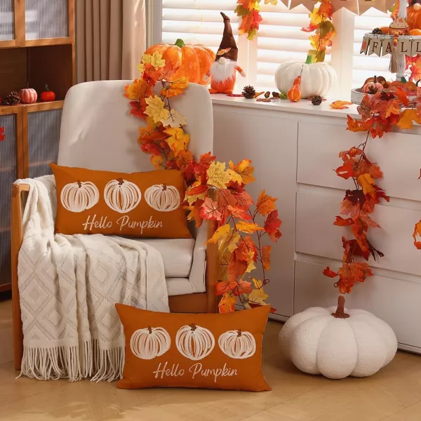 DFXSZ Fall Pillow Covers 12x20 Inch Fall Autumn Thanksgiving Orange Pumpkins Lumbar Pillow Covers Polyester Fall Decoration for Home Couch YZT71A12Three Orange Pumpkins