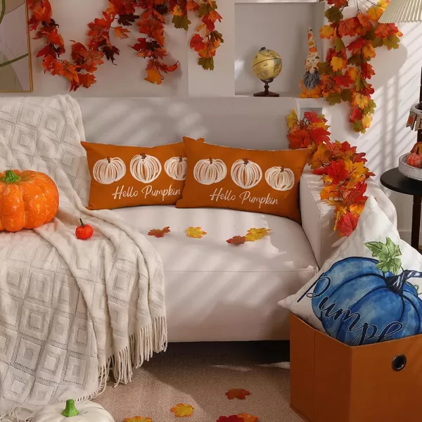 DFXSZ Fall Pillow Covers 12x20 Inch Fall Autumn Thanksgiving Orange Pumpkins Lumbar Pillow Covers Polyester Fall Decoration for Home Couch YZT71A12Three Orange Pumpkins