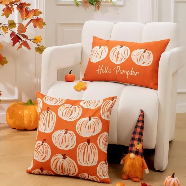 DFXSZ Fall Pillow Covers 12x20 Inch Fall Autumn Thanksgiving Orange Pumpkins Lumbar Pillow Covers Polyester Fall Decoration for Home Couch YZT71A12Three Orange Pumpkins