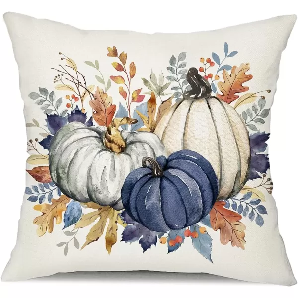 DFXSZ Fall Pillow Covers 12x20 Inch Fall Thanksgiving Orange White Flowers Lumbar Pillow Covers Polyester Fall Decoration for Home Couch YTZ073A12Dark Blue White