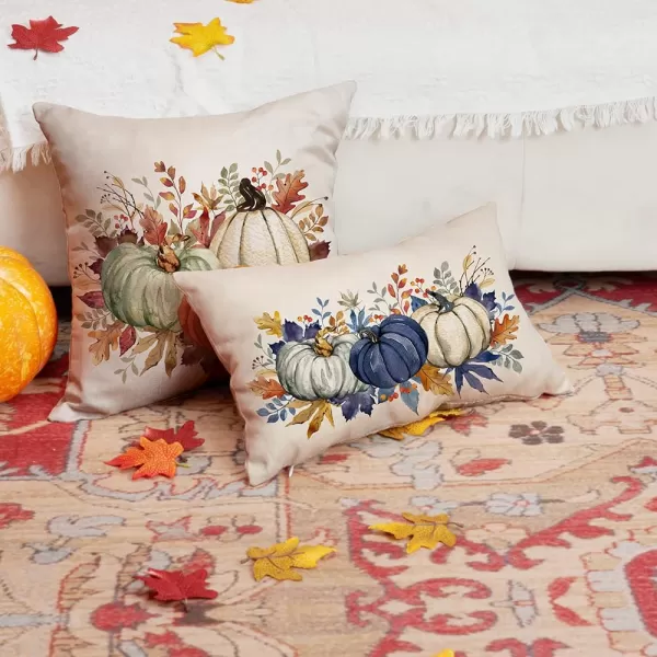 DFXSZ Fall Pillow Covers 12x20 Inch Fall Thanksgiving Orange White Flowers Lumbar Pillow Covers Polyester Fall Decoration for Home Couch YTZ073A12Dark Blue White