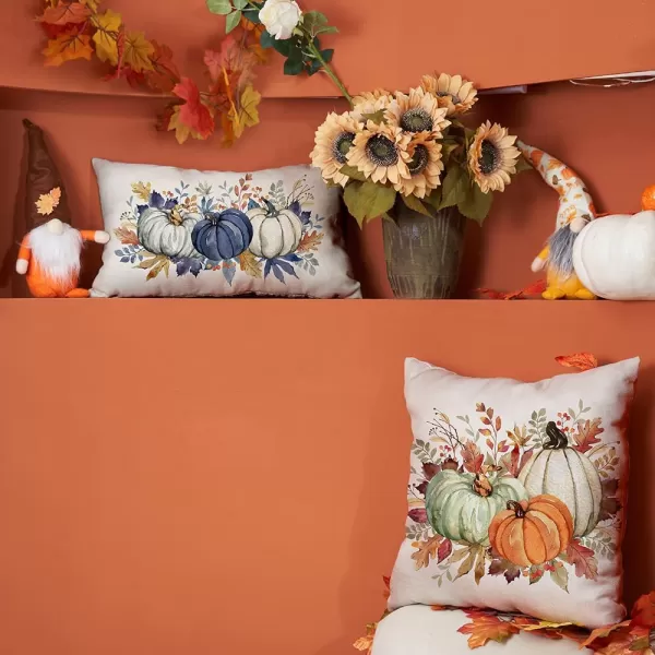 DFXSZ Fall Pillow Covers 12x20 Inch Fall Thanksgiving Orange White Flowers Lumbar Pillow Covers Polyester Fall Decoration for Home Couch YTZ073A12Dark Blue White