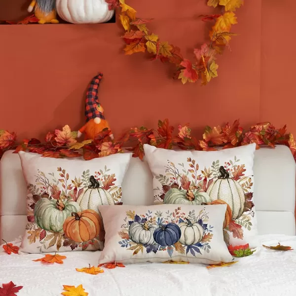 DFXSZ Fall Pillow Covers 12x20 Inch Fall Thanksgiving Orange White Flowers Lumbar Pillow Covers Polyester Fall Decoration for Home Couch YTZ073A12Dark Blue White