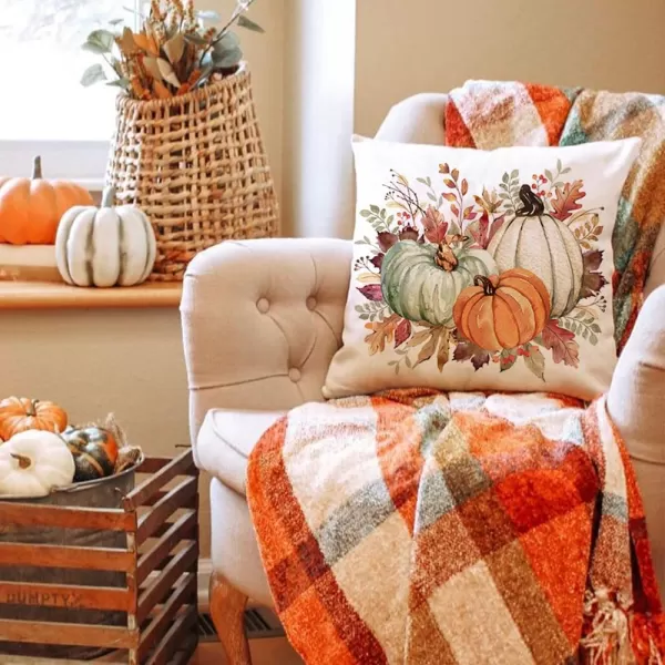 DFXSZ Fall Pillow Covers 12x20 Inch Fall Thanksgiving Orange White Flowers Lumbar Pillow Covers Polyester Fall Decoration for Home Couch YTZ073A12Orange Green White Pumpkin
