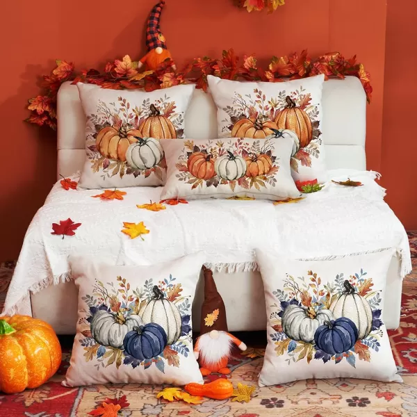 DFXSZ Fall Pillow Covers 12x20 Inch Fall Thanksgiving Orange White Flowers Lumbar Pillow Covers Polyester Fall Decoration for Home Couch YTZ073A12Orange White