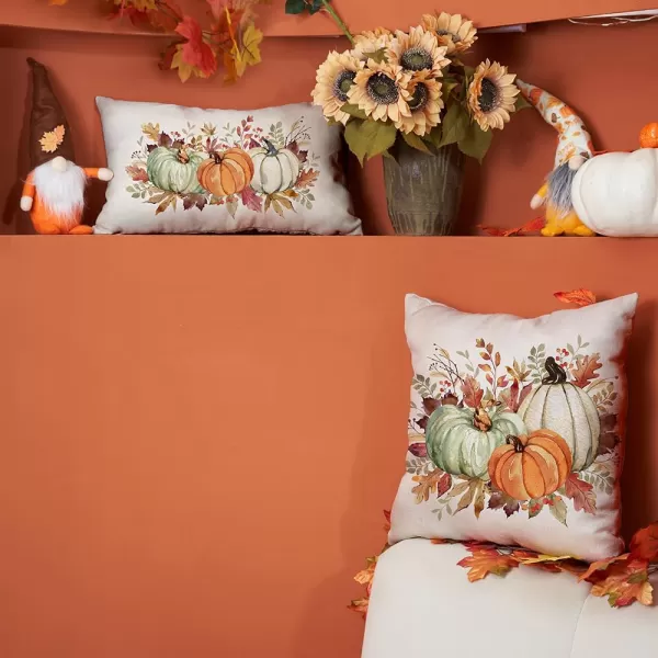 DFXSZ Fall Pillow Covers 12x20 Inch Fall Thanksgiving Orange White Flowers Lumbar Pillow Covers Polyester Fall Decoration for Home Couch YTZ073A12Orange Green White Pumpkin