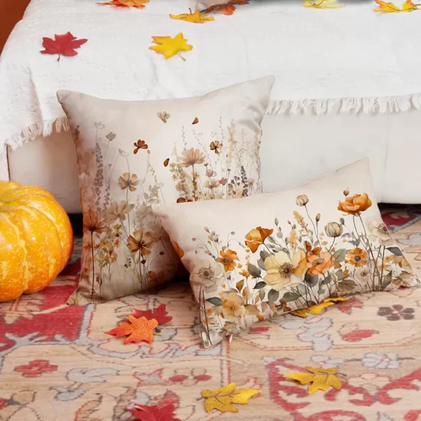 DFXSZ Fall Pillow Covers 12x20 Inch Fall Thanksgiving Orange White Flowers Lumbar Pillow Covers Polyester Fall Decoration for Home Couch YTZ073A12Orange White Flower