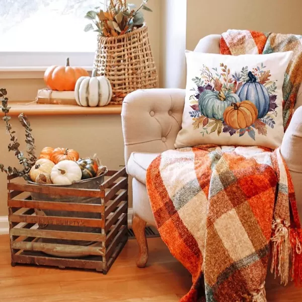 DFXSZ Fall Pillow Covers 12x20 Inch Fall Thanksgiving Orange White Flowers Lumbar Pillow Covers Polyester Fall Decoration for Home Couch YTZ073A12Orange Blue Green