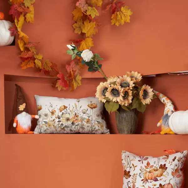 DFXSZ Fall Pillow Covers 12x20 Inch Fall Thanksgiving Orange White Flowers Lumbar Pillow Covers Polyester Fall Decoration for Home Couch YTZ073A12Orange White Flower
