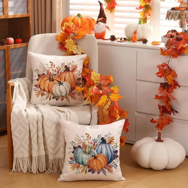 DFXSZ Fall Pillow Covers 12x20 Inch Fall Thanksgiving Orange White Flowers Lumbar Pillow Covers Polyester Fall Decoration for Home Couch YTZ073A12Orange White