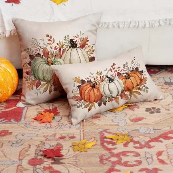 DFXSZ Fall Pillow Covers 12x20 Inch Fall Thanksgiving Orange White Flowers Lumbar Pillow Covers Polyester Fall Decoration for Home Couch YTZ073A12Orange White