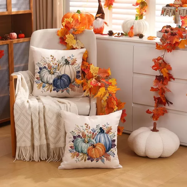 DFXSZ Fall Pillow Covers 12x20 Inch Fall Thanksgiving Orange White Flowers Lumbar Pillow Covers Polyester Fall Decoration for Home Couch YTZ073A12Orange Blue Green