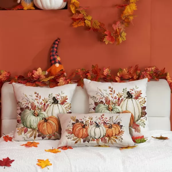 DFXSZ Fall Pillow Covers 12x20 Inch Fall Thanksgiving Orange White Flowers Lumbar Pillow Covers Polyester Fall Decoration for Home Couch YTZ073A12Orange White