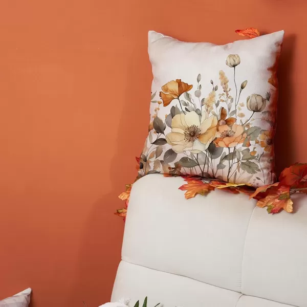 DFXSZ Fall Pillow Covers 12x20 Inch Fall Thanksgiving Orange White Flowers Lumbar Pillow Covers Polyester Fall Decoration for Home Couch YTZ073A12Orange White Flower