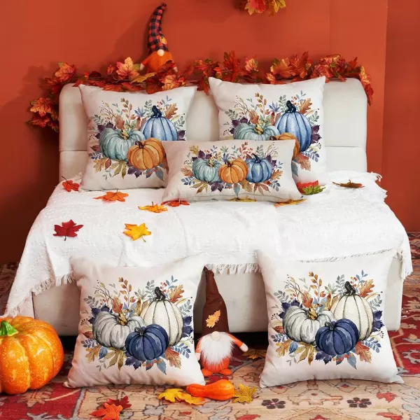 DFXSZ Fall Pillow Covers 12x20 Inch Fall Thanksgiving Orange White Flowers Lumbar Pillow Covers Polyester Fall Decoration for Home Couch YTZ073A12Orange Blue Green