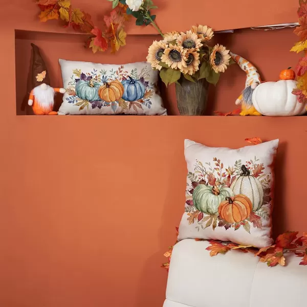 DFXSZ Fall Pillow Covers 12x20 Inch Fall Thanksgiving Orange White Flowers Lumbar Pillow Covers Polyester Fall Decoration for Home Couch YTZ073A12Orange Blue Green