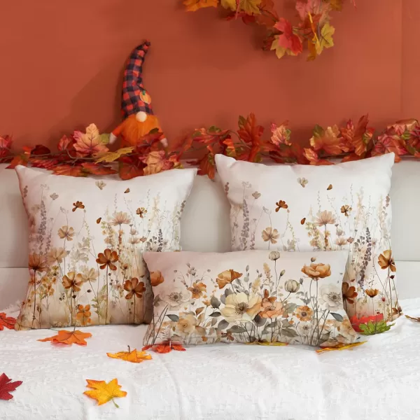 DFXSZ Fall Pillow Covers 12x20 Inch Fall Thanksgiving Orange White Flowers Lumbar Pillow Covers Polyester Fall Decoration for Home Couch YTZ073A12Orange White Flower