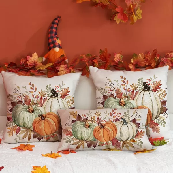 DFXSZ Fall Pillow Covers 12x20 Inch Fall Thanksgiving Orange White Flowers Lumbar Pillow Covers Polyester Fall Decoration for Home Couch YTZ073A12Orange Green White Pumpkin