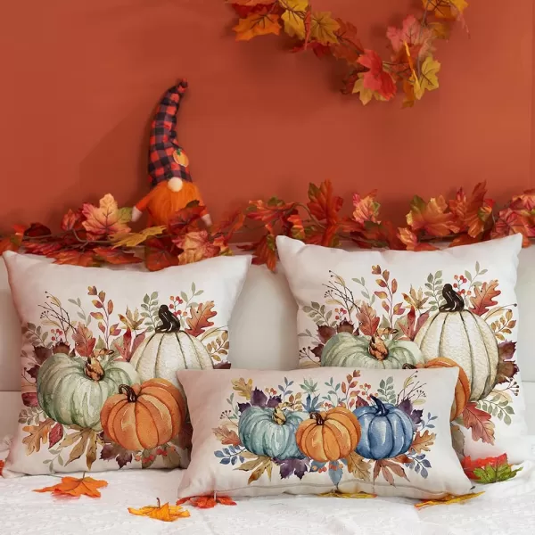 DFXSZ Fall Pillow Covers 12x20 Inch Fall Thanksgiving Orange White Flowers Lumbar Pillow Covers Polyester Fall Decoration for Home Couch YTZ073A12Orange Blue Green