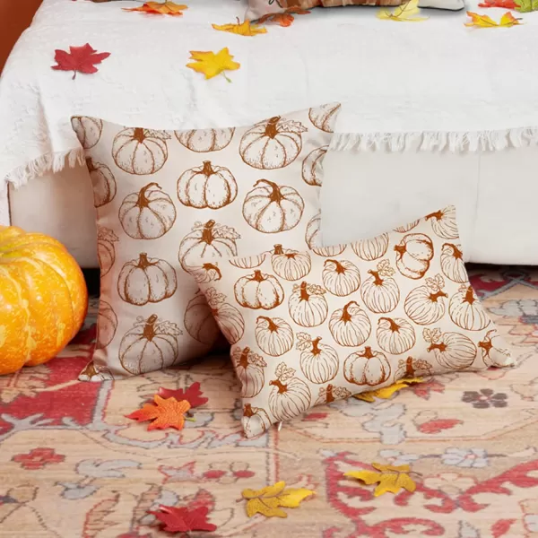 DFXSZ Fall Pillow Covers 18x18 inch Set of 2 Fall Decoration White Lines Pumpkin Decor Autumn Outdoor Pillow Cover Thanksgiving Decoration for Home Couch 128COrange Lines Pumpkin
