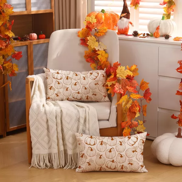 DFXSZ Fall Pillow Covers 18x18 inch Set of 2 Fall Decoration White Lines Pumpkin Decor Autumn Outdoor Pillow Cover Thanksgiving Decoration for Home Couch 128COrange Lines Pumpkin