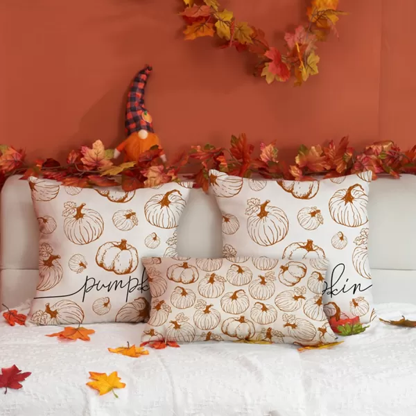 DFXSZ Fall Pillow Covers 18x18 inch Set of 2 Fall Decoration White Lines Pumpkin Decor Autumn Outdoor Pillow Cover Thanksgiving Decoration for Home Couch 128COrange Lines Pumpkin
