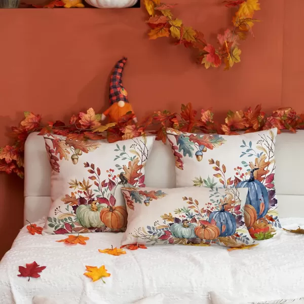 DFXSZ Fall Pillow Covers 18x18 inch Set of 2 Orange White Pumpkin Fallen Leaves Decorative Outdoor Throw Pillow Covers Autumn Thanksgiving Farmhouse Decoration for Home Couch TH27A18Blue