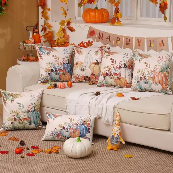 DFXSZ Fall Pillow Covers 18x18 inch Set of 2 Orange White Pumpkin Fallen Leaves Decorative Outdoor Throw Pillow Covers Autumn Thanksgiving Farmhouse Decoration for Home Couch TH27A18Blue