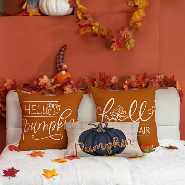 DFXSZ Fall Pillow Covers 18x18 inch Set of 4 Buffalo Plaid Fall Blue Pumpkin Throw Pillow Cover Autumn Thanksgiving Decoration for Home Couch BedDark Blue Pumpkin