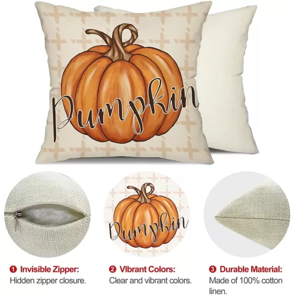DFXSZ Fall Pillow Covers 18x18 inch Set of 4 Buffalo Plaid Fall Blue Pumpkin Throw Pillow Cover Autumn Thanksgiving Decoration for Home Couch BedOrange Pumpkin