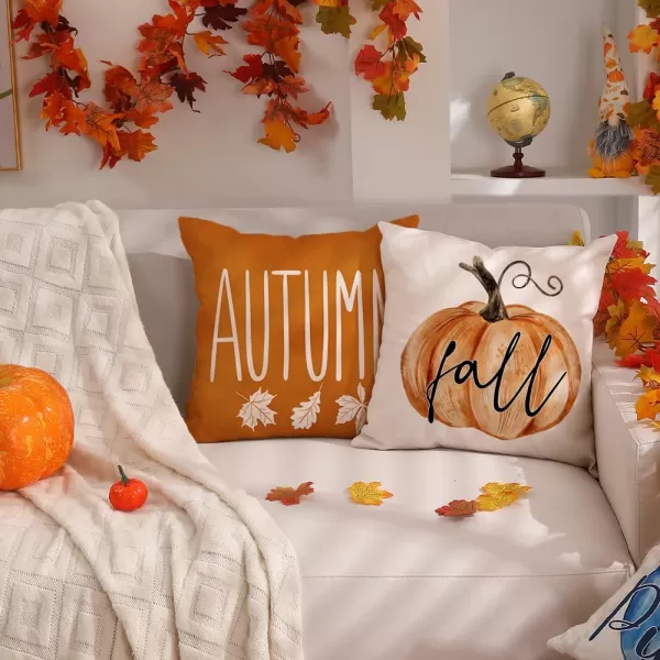 DFXSZ Fall Pillow Covers 18x18 inch Set of 4 Fall Decorational Orange Green Pumpkins Decor Autumn Outdoor Pillow Cover Thanksgiving Decoration for Home Couch 207AOrange1