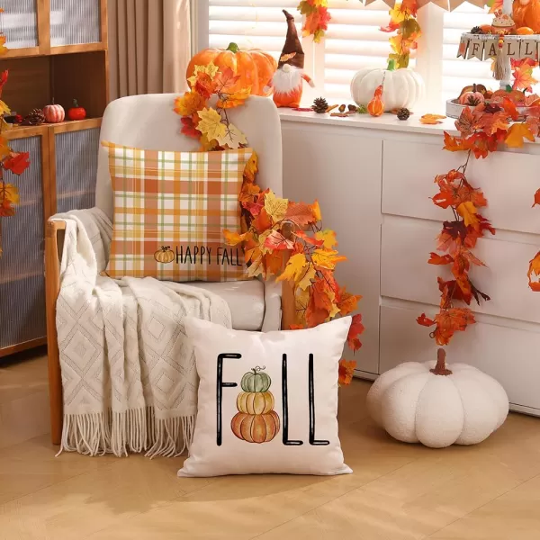 DFXSZ Fall Pillow Covers 18x18 inch Set of 4 Fall Decorational Orange Green Pumpkins Decor Autumn Outdoor Pillow Cover Thanksgiving Decoration for Home Couch 207AOrange2