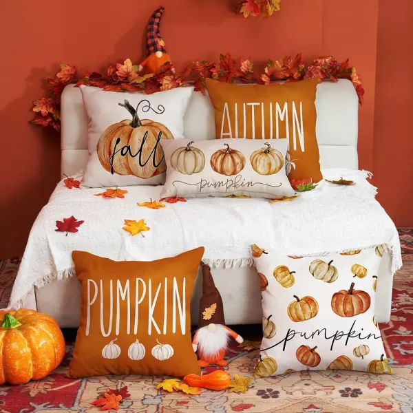 DFXSZ Fall Pillow Covers 18x18 inch Set of 4 Fall Decorational Orange Green Pumpkins Decor Autumn Outdoor Pillow Cover Thanksgiving Decoration for Home Couch 207AOrange1