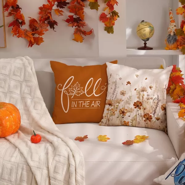 DFXSZ Fall Pillow Covers 18x18 inch Set of 4 Fall Decorational Orange Green Pumpkins Decor Autumn Outdoor Pillow Cover Thanksgiving Decoration for Home Couch 207AOrange3