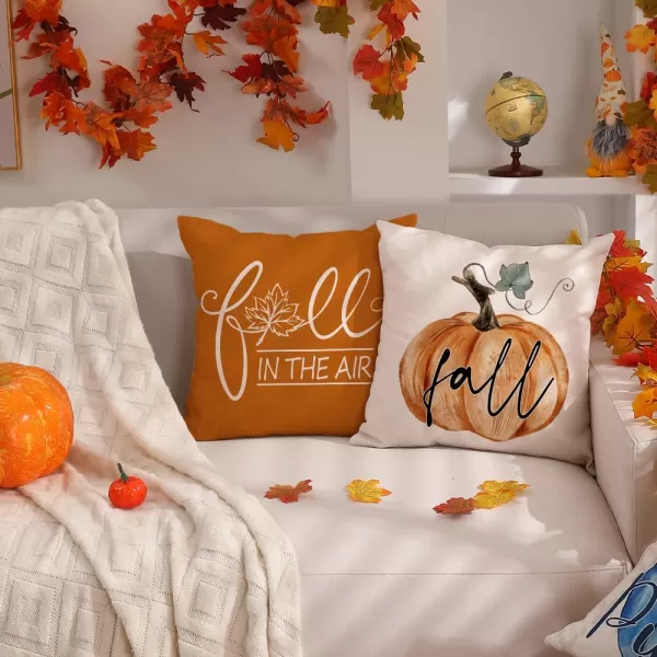 DFXSZ Fall Pillow Covers 18x18 inch Set of 4 Fall Decorational Orange Green Pumpkins Decor Autumn Outdoor Pillow Cover Thanksgiving Decoration for Home Couch 207AOrange