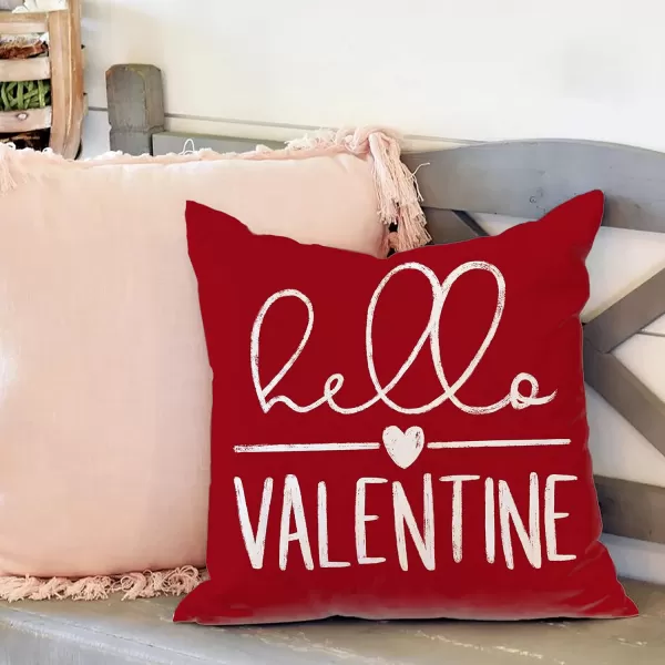 DFXSZ Valentines Day Pillow Covers 18x18 Inch Set of 4 Polka Dots Stripes Love Heart Gnomes Valentine Pillows Valentines Day Decorations for Sofa Couch