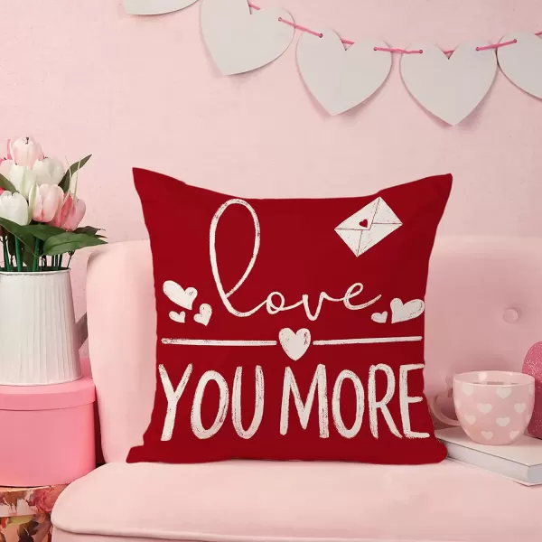 DFXSZ Valentines Day Pillow Covers 18x18 Inch Set of 4 Polka Dots Stripes Love Heart Gnomes Valentine Pillows Valentines Day Decorations for Sofa Couch