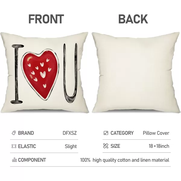 DFXSZ Valentines Day Pillow Covers 18x18 Inch Set of 4 Red Polka Dots Stripes Love Heart Valentine Pillows Decorative Throw Pillows Valentines Day Decorations
