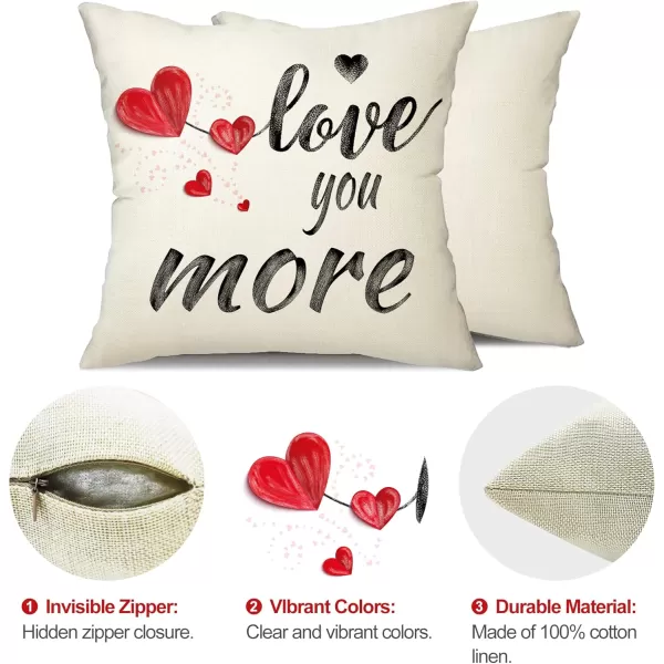DFXSZ Valentines Day Pillow Covers 18x18 Inch Set of 4 Red Polka Dots Stripes Love Heart Valentine Pillows Decorative Throw Pillows Valentines Day Decorations