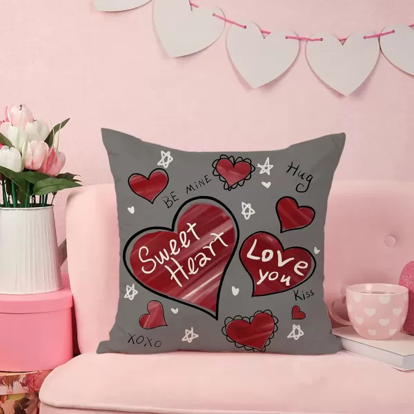 DFXSZ Valentines Day Pillow Covers 18x18 Lovebird Love You Sweetheart Be Mine XXOO Sweet Heart Hello Valenine Love Always Pillowcase for Valentines Day Throw Pillows Cushion Valentines Decorations
