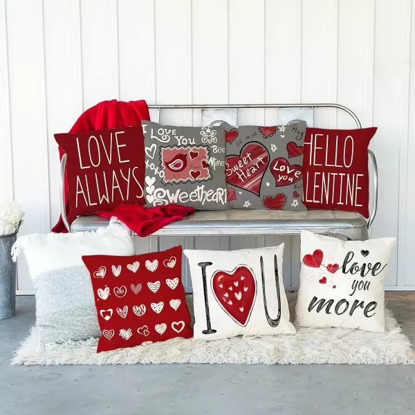 DFXSZ Valentines Day Pillow Covers 18x18 Lovebird Love You Sweetheart Be Mine XXOO Sweet Heart Hello Valenine Love Always Pillowcase for Valentines Day Throw Pillows Cushion Valentines Decorations