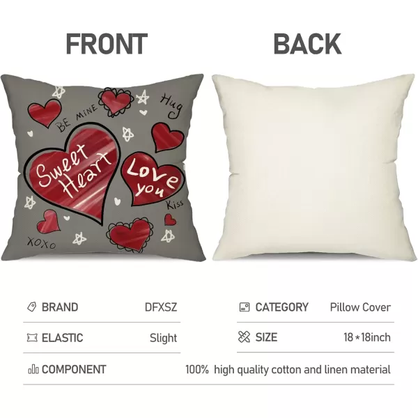 DFXSZ Valentines Day Pillow Covers 18x18 Lovebird Love You Sweetheart Be Mine XXOO Sweet Heart Hello Valenine Love Always Pillowcase for Valentines Day Throw Pillows Cushion Valentines Decorations