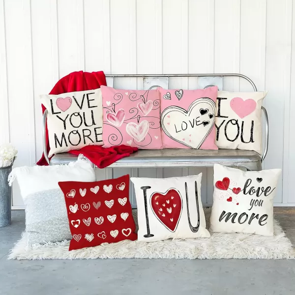 DFXSZ Valentines Day Pillow Covers 18x18 Red Heart Love You Pillowcase for Valentines Day Throw Pillows Cushion Valentines Decorations