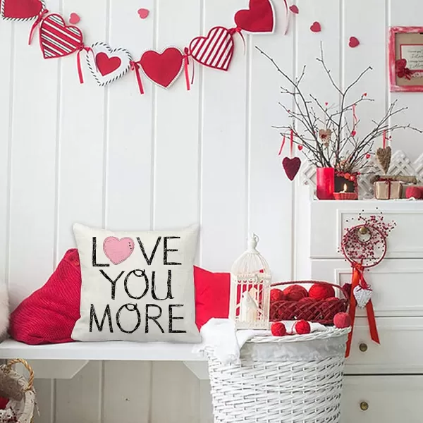 DFXSZ Valentines Day Pillow Covers 18x18 Red Heart Love You Pillowcase for Valentines Day Throw Pillows Cushion Valentines Decorations