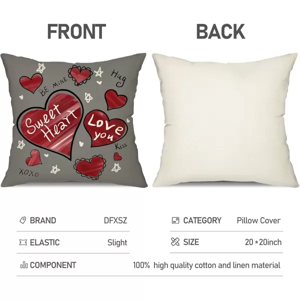 DFXSZ Valentines Day Pillow Covers 20x20 Lovebird Love You Sweetheart Be Mine XXOO Sweet Heart Hello Valenine Love Always Pillowcase for Valentines Day Throw Pillows Cushion Valentines Decorations