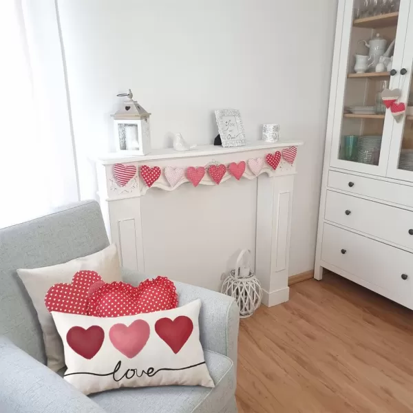 Valentines Day Pillow Covers 12x20 Pink Heart Love Valentines Day Pillows Winter Holiday Lumbar Pillow Covers 12x20 Outdoor Pillowcase for Home DecorWhite