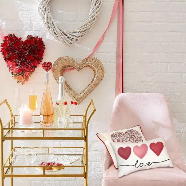 Valentines Day Pillow Covers 12x20 Pink Heart Love Valentines Day Pillows Winter Holiday Lumbar Pillow Covers 12x20 Outdoor Pillowcase for Home DecorWhite