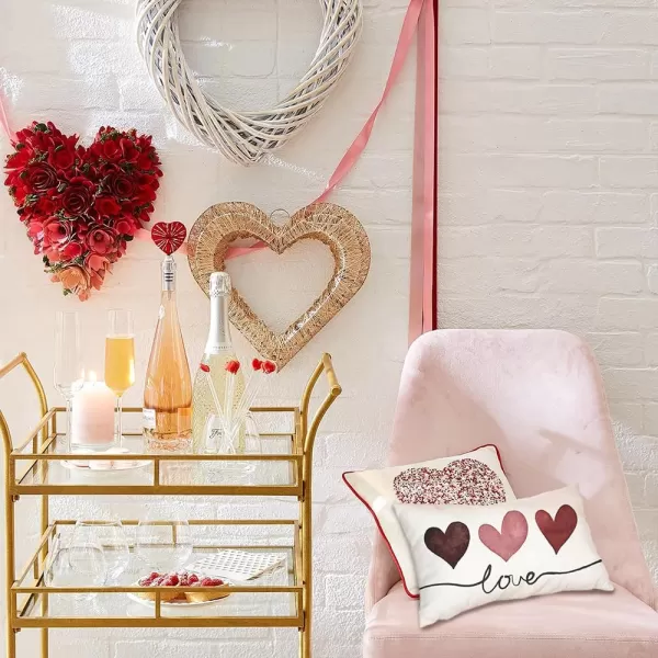 Valentines Day Pillow Covers 12x20 Pink Heart Love Valentines Day Pillows Winter Holiday Lumbar Pillow Covers 12x20 Outdoor Pillowcase for Home DecorWhite2